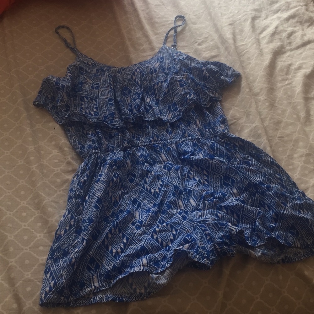 Blue patterned romper